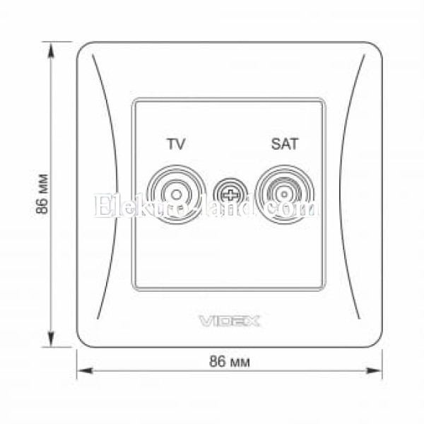 Розетка TV+SAT телевизионная концевая серебрянный шелк Videx Binera 